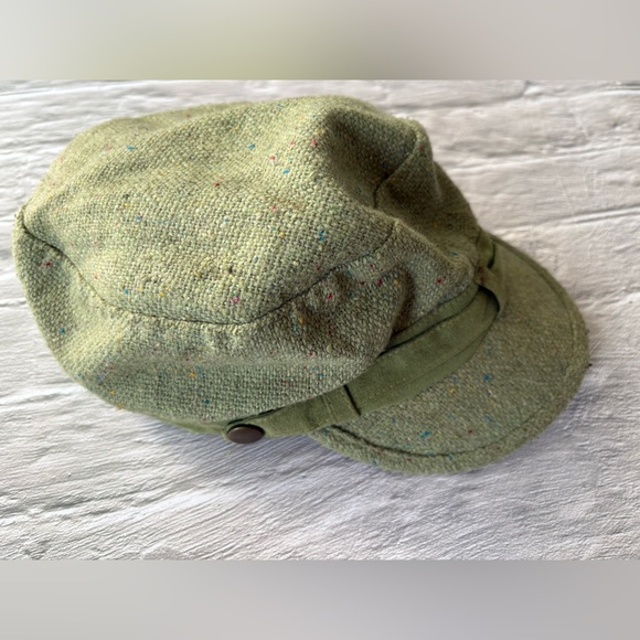 Vintage Speckled Green Tweed Wool Cap Hat - Picture 4 of 8